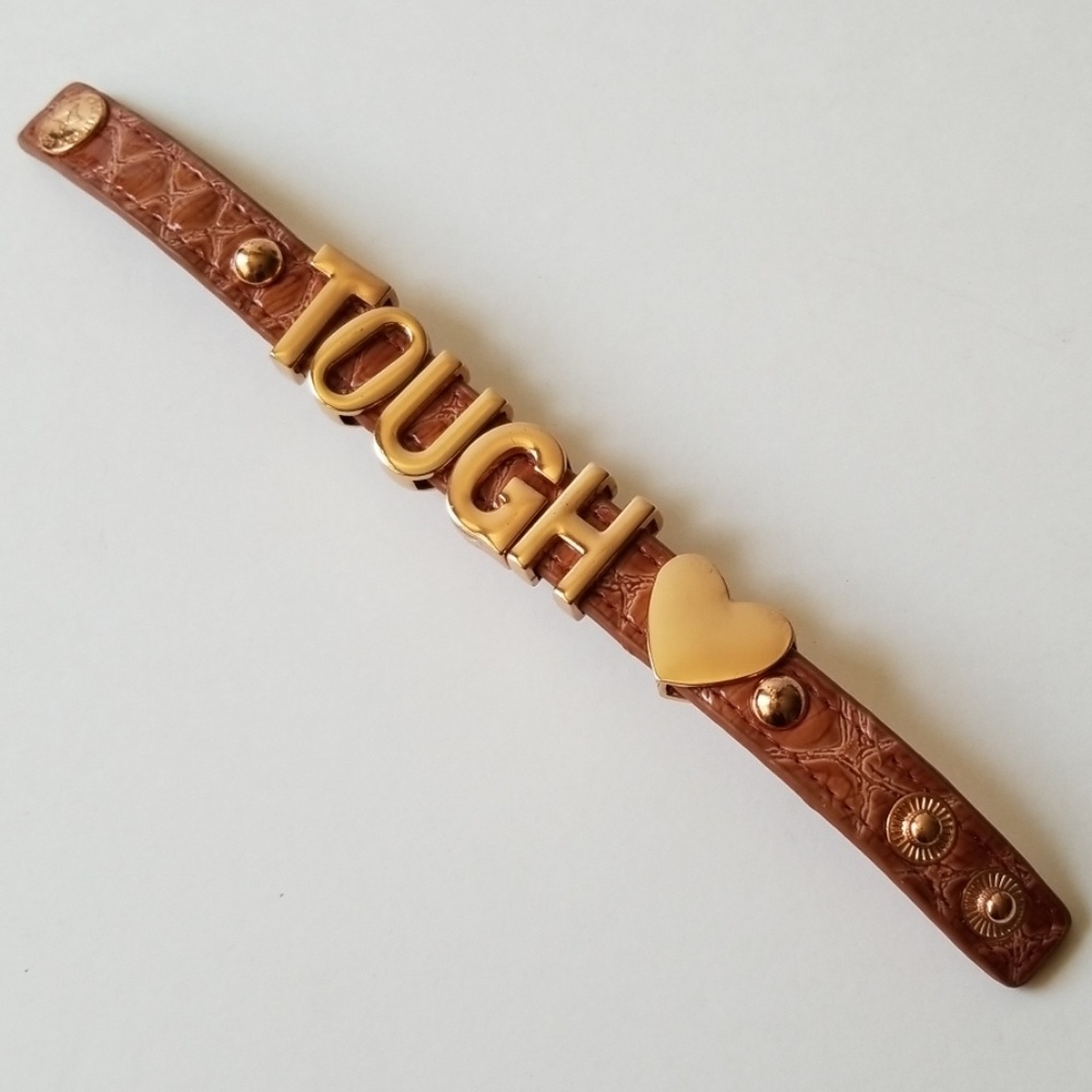 BCBGeneration Tough ❤ Spellout Rose Gold Bracelet